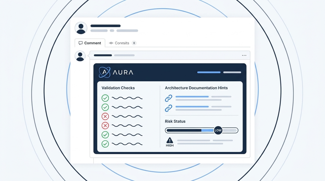 Mockup eines AURA PR-Kommentars in GitHub